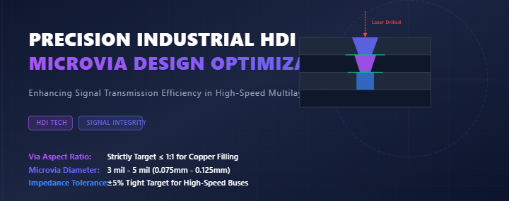 أحدث مدونات الشركة حول تكنولوجيا HDI: تحسين تصميم الميكروفيا في PCBs HDI لتحسين نقل الإشارة للمراقبين الصناعيين